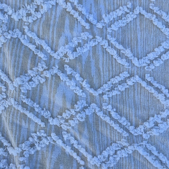 Rachel Zoe Venya Clip Jacquard Duvet Cover Diamond Yellow White Queen Boho GUC - Picture 6 of 9